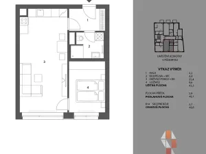 Prodej bytu 2+kk, Brno, Vranovská, 46 m2