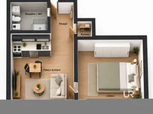 Pronájem bytu 2+kk, Brno - Královo Pole, Herčíkova, 32 m2