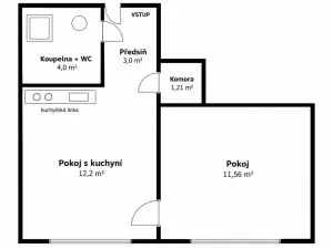 Pronájem bytu 2+kk, Brno - Královo Pole, Herčíkova, 32 m2