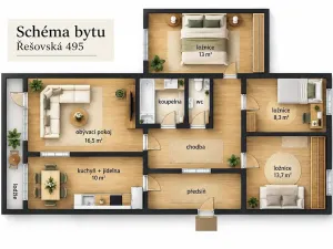 Prodej bytu 4+1, Praha - Bohnice, Řešovská, 79 m2