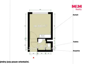 Prodej bytu 1+kk, Plzeň - Lobzy, Pod Vrchem, 20 m2
