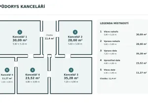 Pronájem kanceláře, Pardubice, Milheimova, 141 m2