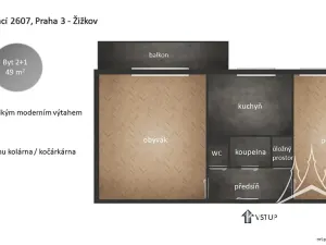 Pronájem bytu 2+1, Praha - Žižkov, Spojovací, 49 m2