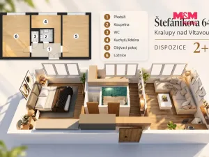 Prodej bytu 2+1, Kralupy nad Vltavou - Lobeček, Štefánikova, 55 m2