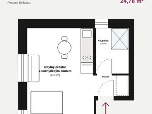 Prodej bytu 1+kk, Pec pod Sněžkou, 24 m2