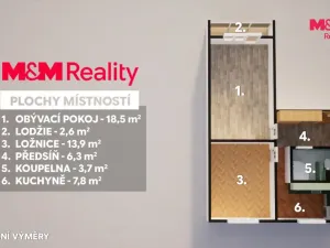 Prodej bytu 2+1, Most, Jaroslava Vrchlického, 52 m2