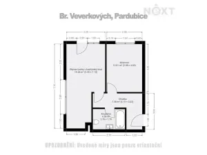 Pronájem bytu 2+kk, Pardubice, Bratranců Veverkových, 46 m2