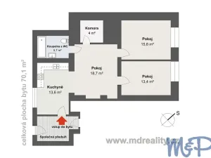 Prodej bytu 3+kk, Jaroměřice nad Rokytnou, Havlíčkova, 69 m2