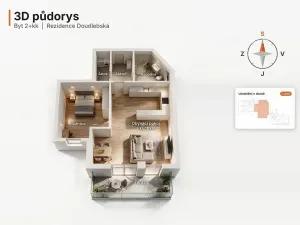 Pronájem bytu 2+kk, České Budějovice, Doudlebská, 67 m2