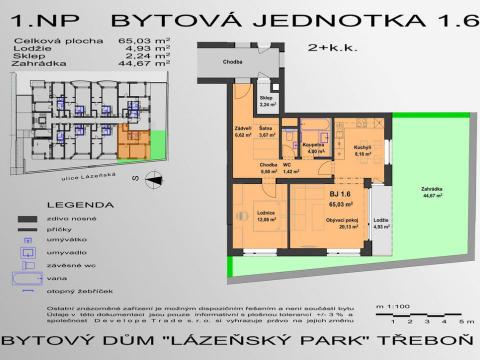 Prodej bytu 2+kk, Třeboň - Třeboň II, Lázeňská, 65 m2