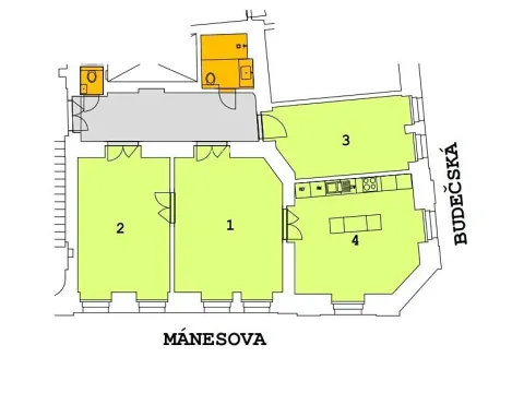 Pronájem bytu 3+1, Praha - Vinohrady, Mánesova, 98 m2