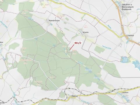 Dražba lesa, Moravské Budějovice, 834 m2