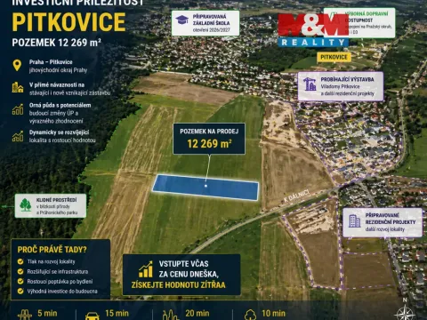 Prodej pole, Praha - Pitkovice, 12269 m2